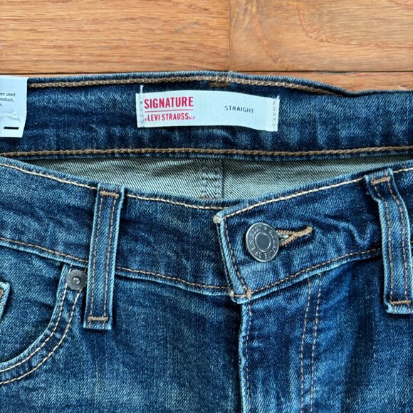 NEW Signature Levi's Strauss Mens 33x30 Straight Fit Relaxed Jeans Dark Wash - Picture 4 of 8